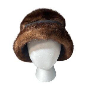 Vintage Warm Mink Fur Hat W/ Original Box Margaret's Lubbock, TX 60's Union Made